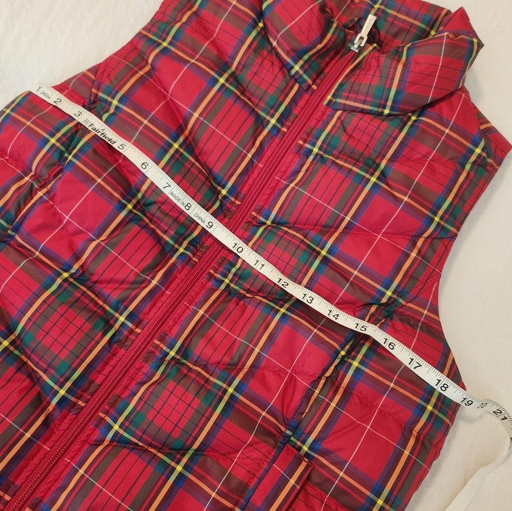 Land's End Small (4-6) Red Plaid Christmas Holiday Winter Vest Puffer Down - Picture 9 of 11
